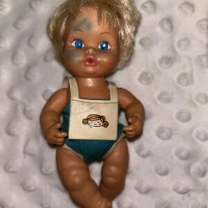 Vintage‎ Remco 1970s Sweet April 5.5" Doll Collectible Arms Raise Blue Jumper